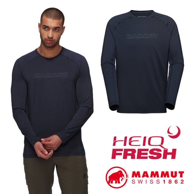 【MAMMUT 長毛象】男 Selun FL 快乾彈力長袖圓領運動T恤.休閒衫/1016-01440-5118 海洋藍✿30E010